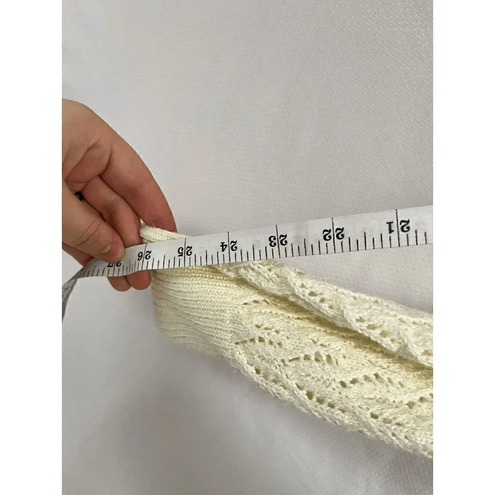 Womens Tunic Open Knit Long Sleeve Scoop neck Sweater Beige - Picture 7 of 7